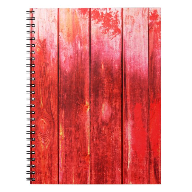 Bright red wood wall plank texture. Wood texture w Notebook (Front)