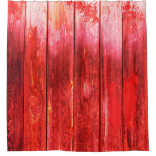 Bright red wood wall plank texture. Wood texture w Shower Curtain