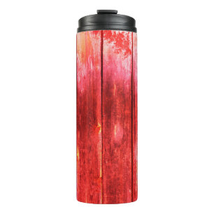 Bright red wood wall plank texture. Wood texture w Thermal Tumbler