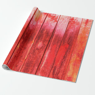 Bright red wood wall plank texture. Wood texture w Wrapping Paper