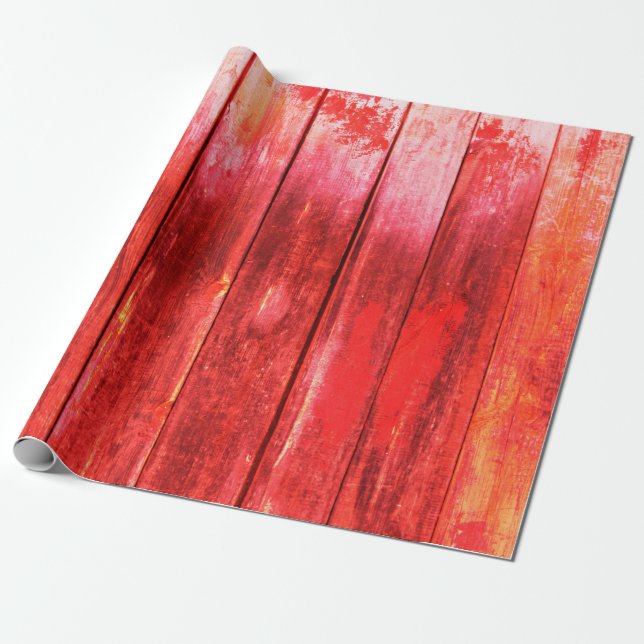 Bright red wood wall plank texture. Wood texture w Wrapping Paper (Unrolled)
