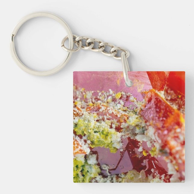Bright Red Wulfenite Specimen Key Ring (Front)