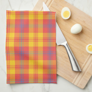 Bright Red Yellow and Blue Plaid Kitchen Towel