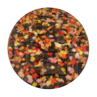 Bright Red Yellow Autumn Maple Leaves Cutting Board