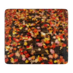 Bright Red Yellow Autumn Maple Leaves Cutting Board