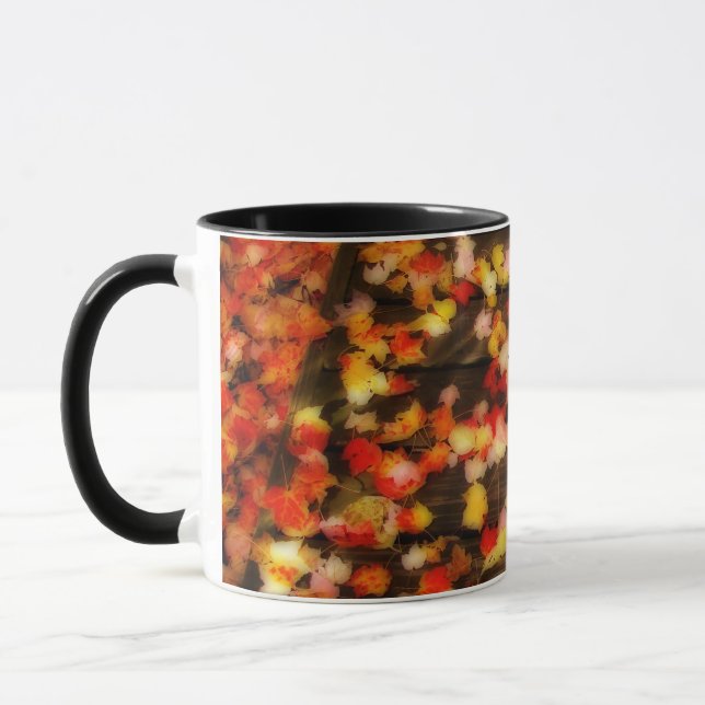 Bright Red Yellow Autumn Maple Leaves Mug (Left)