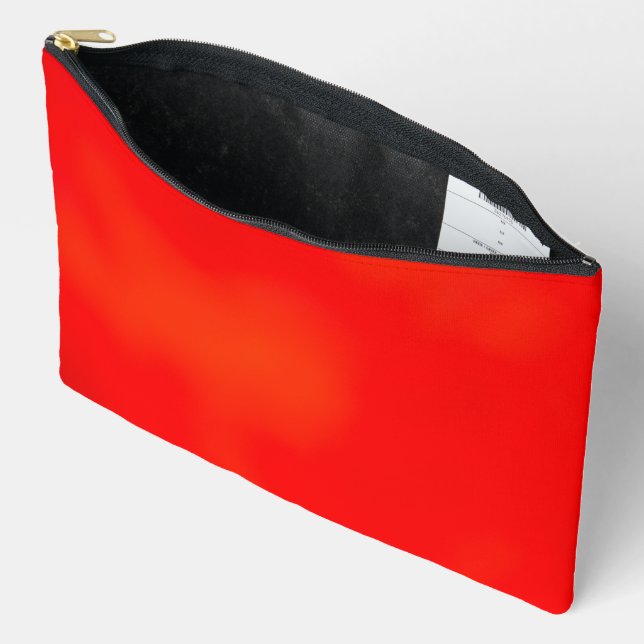 Bright red zippered pouch on a white background (Open)