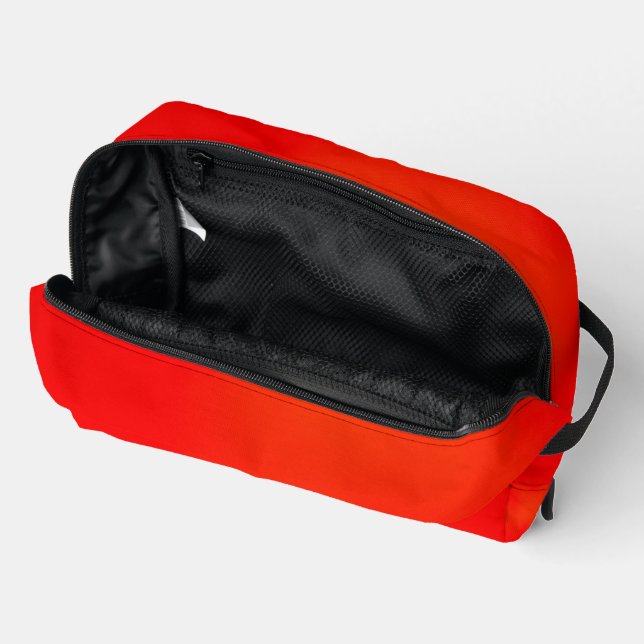 Bright red zippered pouch on a white background (Open)