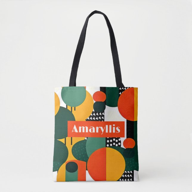 Bright Retro Abstract Circles Tote Bag (Front)