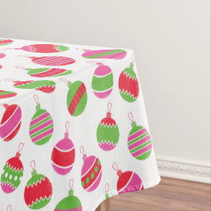 Bright Retro Baubles Ornament Patterned Tablecloth
