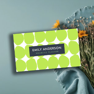 BRIGHT RETRO BIG HAND DRAWN LIME GREEN POLKA DOTS BUSINESS CARD