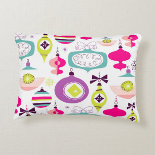 Bright Retro Christmas Ornaments Decorative Cushion
