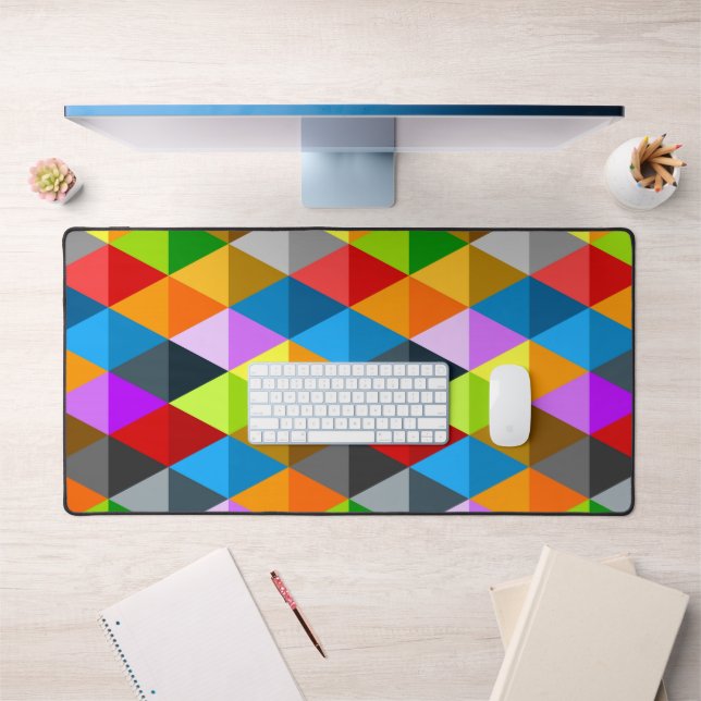 Bright retro colourful triangles pattern desk mat (Office 1)