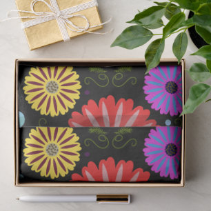 Bright Retro Floral Pattern Colourful Folk Art Tissue Paper