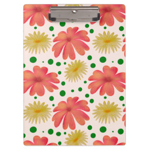 Bright Retro Floral Seamless Pattern Clipboard