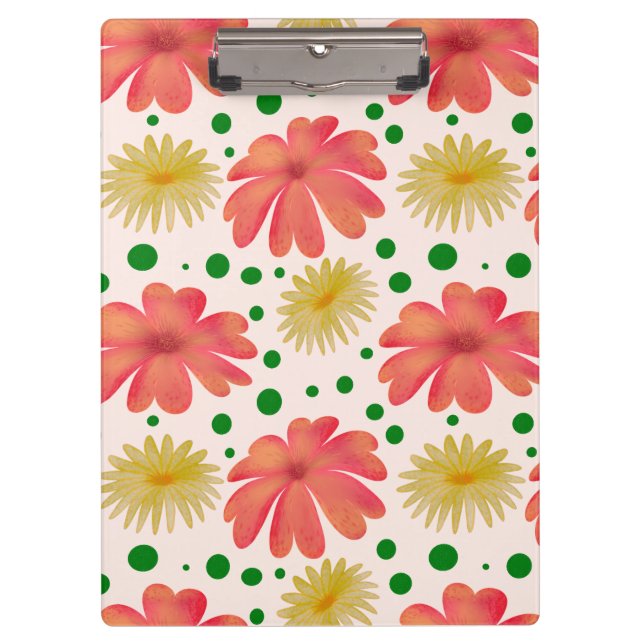 Bright Retro Floral Seamless Pattern  Clipboard (Front)