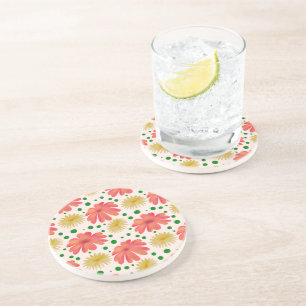 Bright Retro Floral Seamless Pattern  Coaster