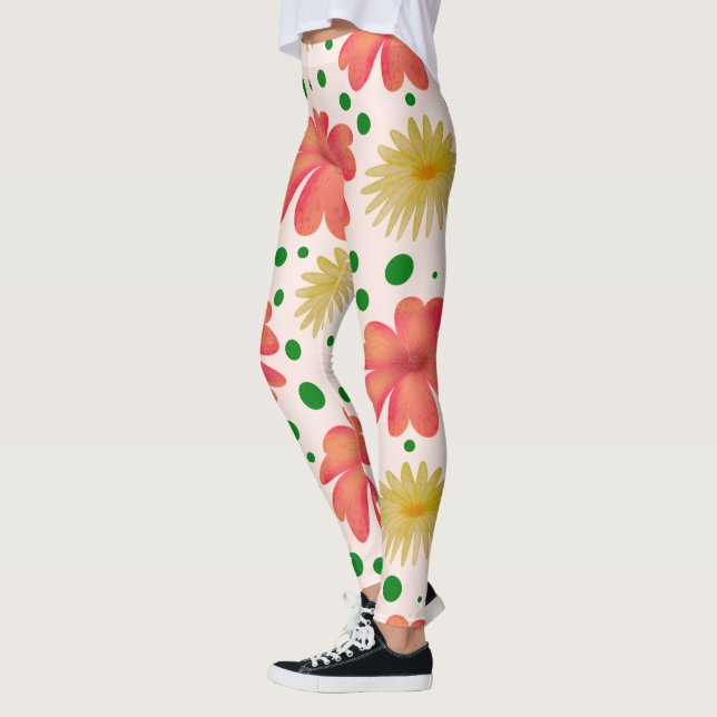 Bright Retro Floral Seamless Pattern  Leggings (Left)