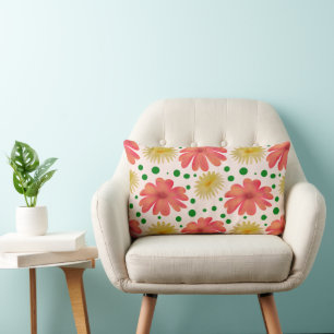 Bright Retro Floral Seamless Pattern Lumbar Cushion