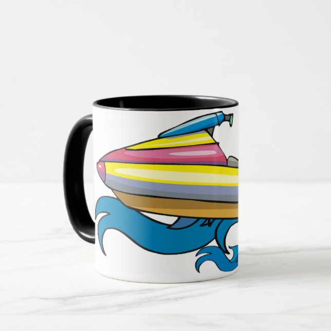 Bright Retro Jet Ski Mug (Front Left)