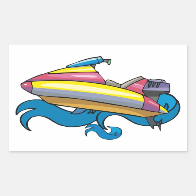 Bright Retro Jet Ski Rectangular Sticker (Front)