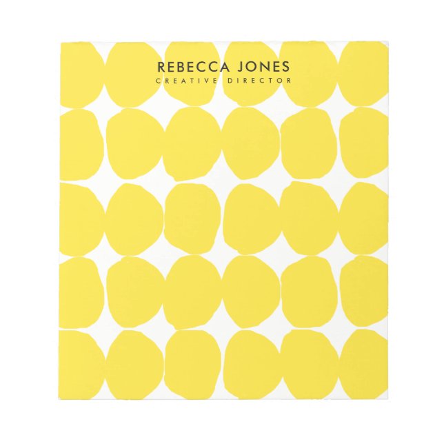 BRIGHT RETRO LARGE HAND DRAWN YELLOW POLKA DOTS NOTEPAD (Front)