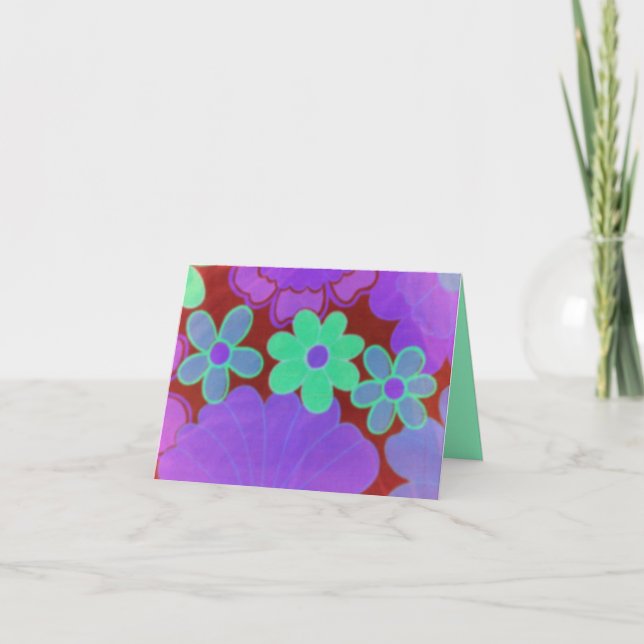 Bright Retro Look-Floral Design-Notecards Card (Front)