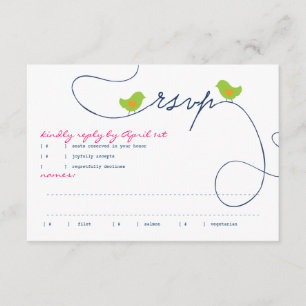 Bright Retro Love Birds Response Card
