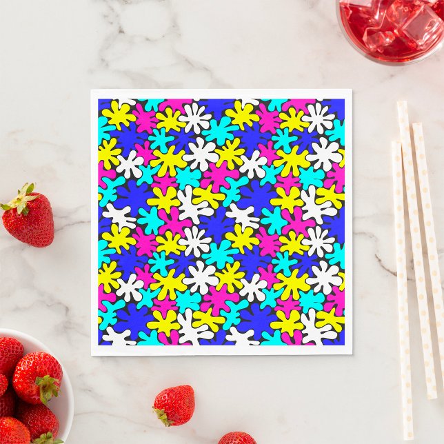 Bright Retro Paint Splash Pattern Napkin (Creator Uploaded)