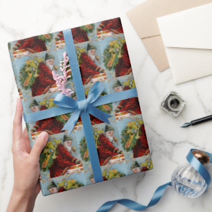 Bright Retro Santa Claus vintage christmas Wrapping Paper