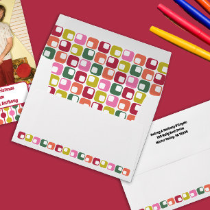 Bright Retro Squares Geometric Pattern Envelope