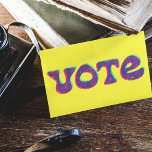 Bright Retro Style VOTE Slogan Custom Postcard<br><div class="desc">Encourage potential voters to cast their votes with this bright, eye-catching postcard. Retro lettering in a risograph style spell out the one-word slogan on the front of this postcard. The text on the back can be customised with your own message, or delete the text to hand-write your own message on...</div>