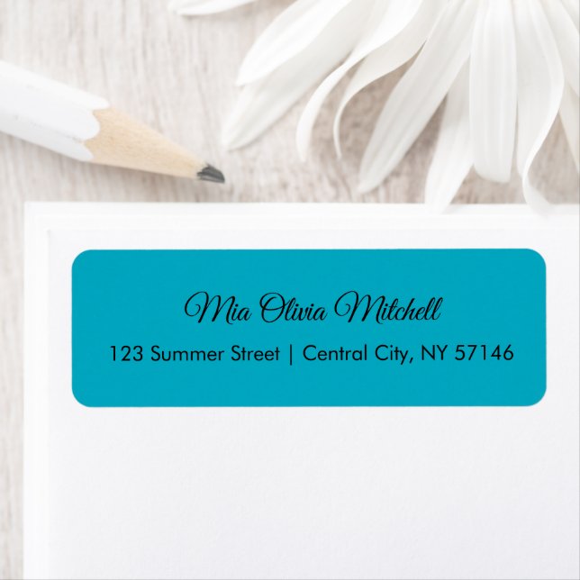 Bright Rich Sky Blue Custom Return Address Labels (Insitu)