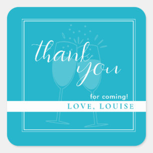 Bright Rich Sky Blue Thank You Sticker