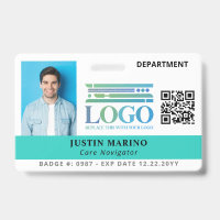 Bright Robin Egg Logo Photo QR Code Employee ID