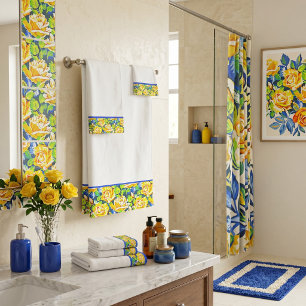 Bright roses bath towel set