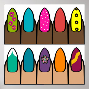 Bright Rows of Painted Fingernails Poster