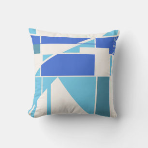 Bright & Royal Blue Teal White Modern Art Design Cushion