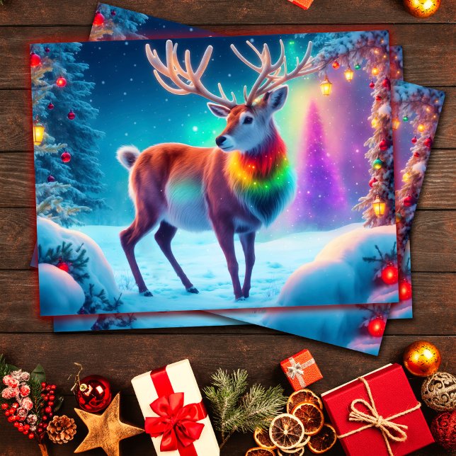 Bright Rudolph deer Merry Christmas holiday cute Postcard (Creator Uploaded)