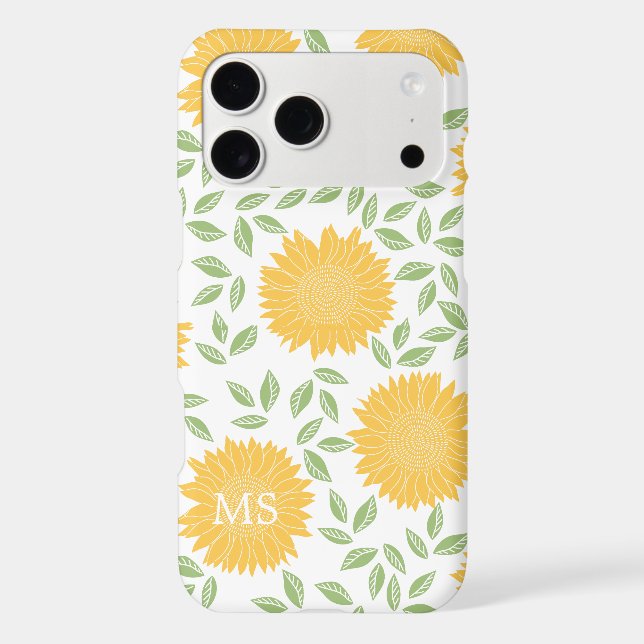 Bright Rustic Country Sunflower Pattern Monogram (Back)