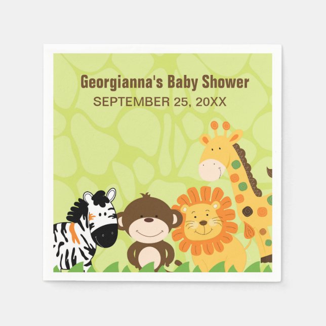Bright Safari Animals Custom Napkin (Front)