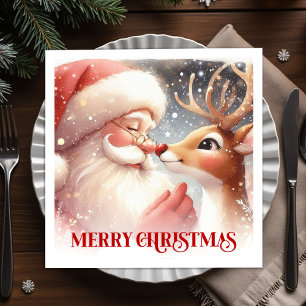 Bright Santa Rudolph Christmas Table Napkins