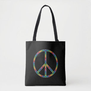 Bright Sapphire Jewel Gem Bling Diamond Peace Sign Tote Bag