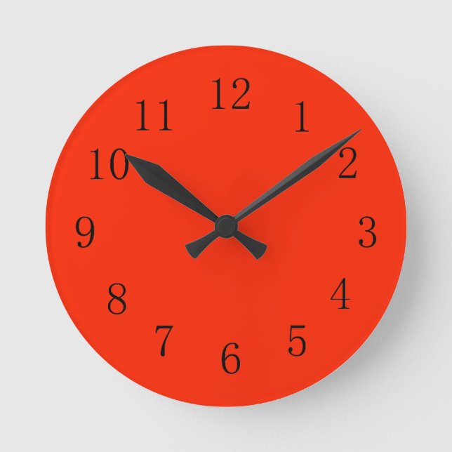 Bright Scarlet Red Kitchen Wall Clock (Front)