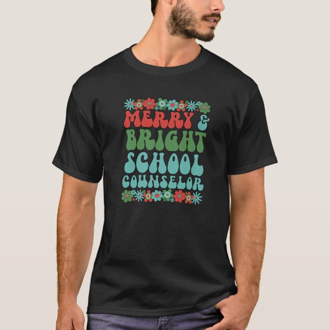 Bright School Counsellor Christmas School Counseli T-Shirt (Front)