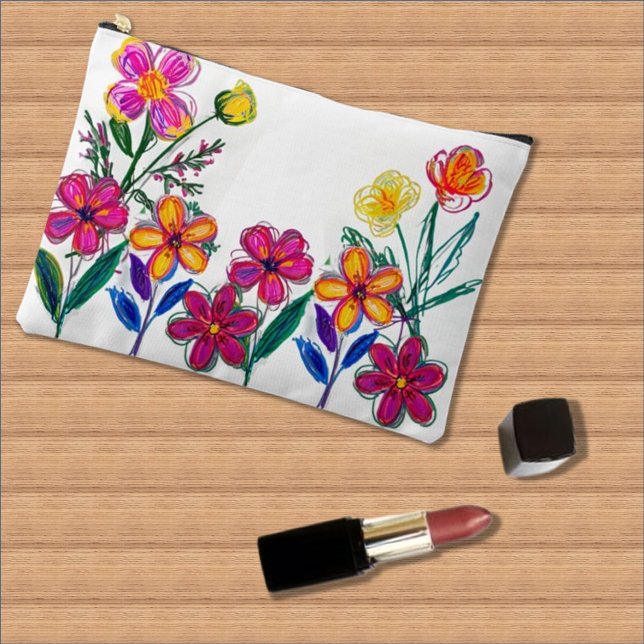 Bright Scribble Flowers Accessory Pouch (Creator Uploaded)
