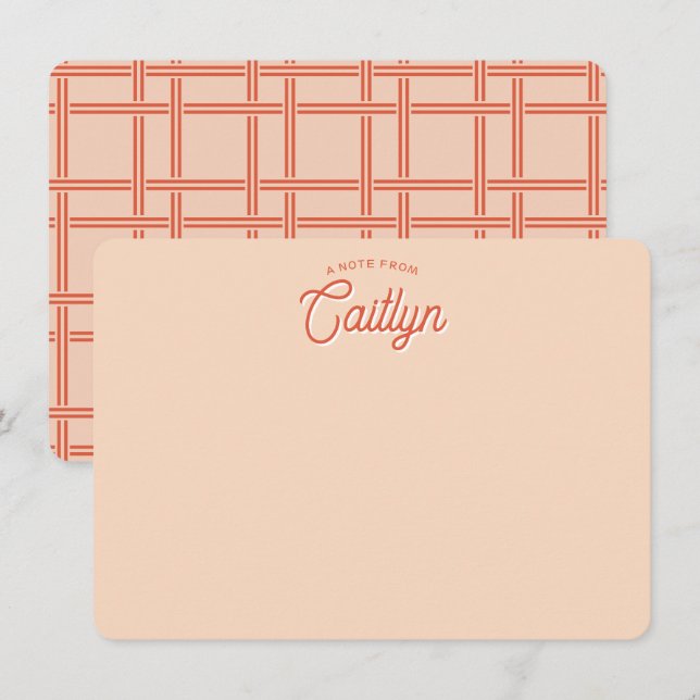 Bright Script Orange Trendy Personalised Flat Card (Front/Back)