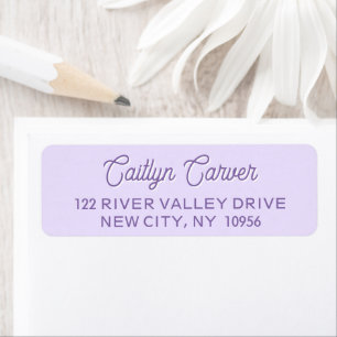 Bright Script Purple Trendy Personalised Return Address Label