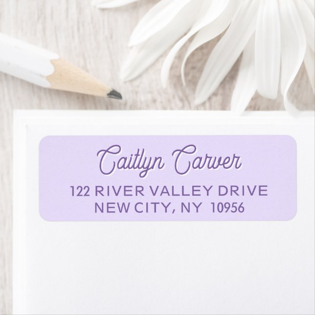 Bright Script Purple Trendy Personalised Return Address Label (Insitu)