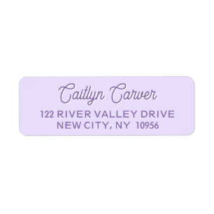 Bright Script Purple Trendy Personalised Return Address Label